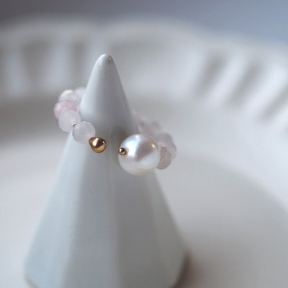 | 2way | Rose quartz x freshwater pearl ring cuff | Ear cuff/ring | October and June birthstones