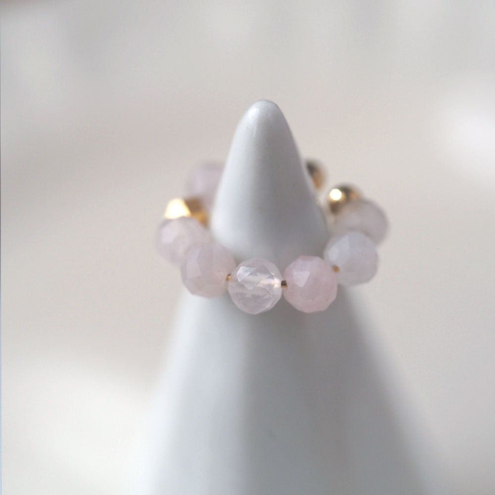 Natural stone rose quartz ear cuff | Round cut 4mm | Quality AA | October birthstone