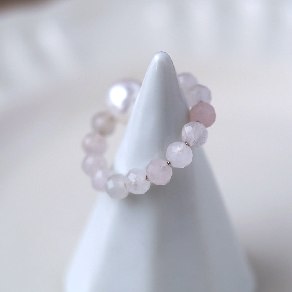 | 2way | Rose quartz x freshwater pearl ring cuff | Ear cuff/ring | October and June birthstones