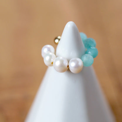 | 2way | Amazonite silica x freshwater pearl ear cuff