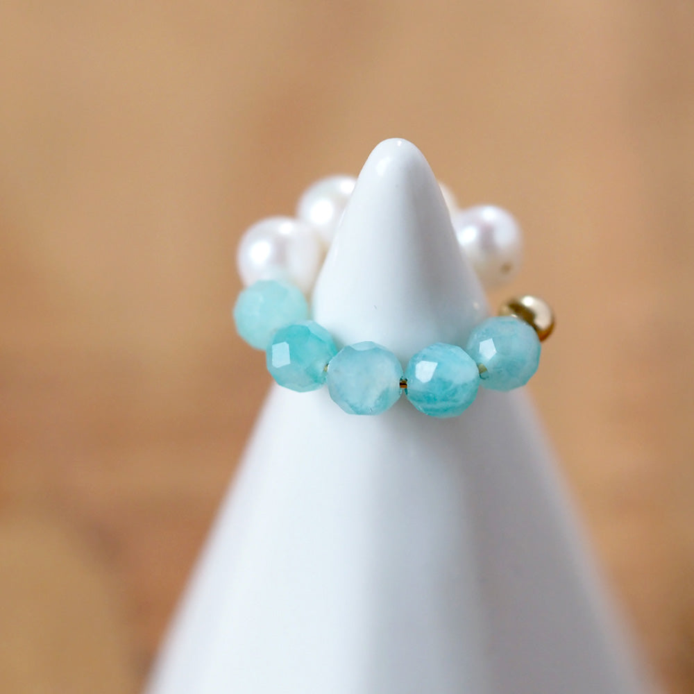 | 2way | Amazonite silica x freshwater pearl ear cuff