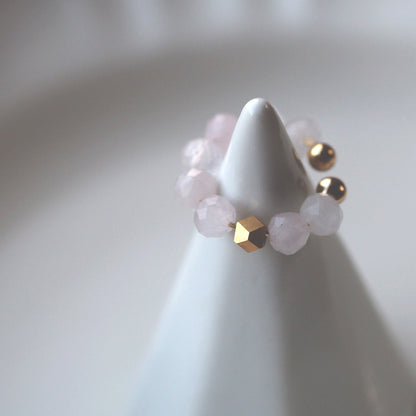 Natural stone rose quartz ear cuff | Round cut 4mm | Quality AA | October birthstone