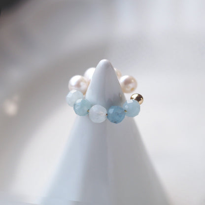 | 2way | Aquamarine x freshwater pearl ear cuff | Copy of March and June birthstones