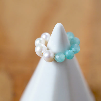 | 2way | Amazonite silica x freshwater pearl ear cuff