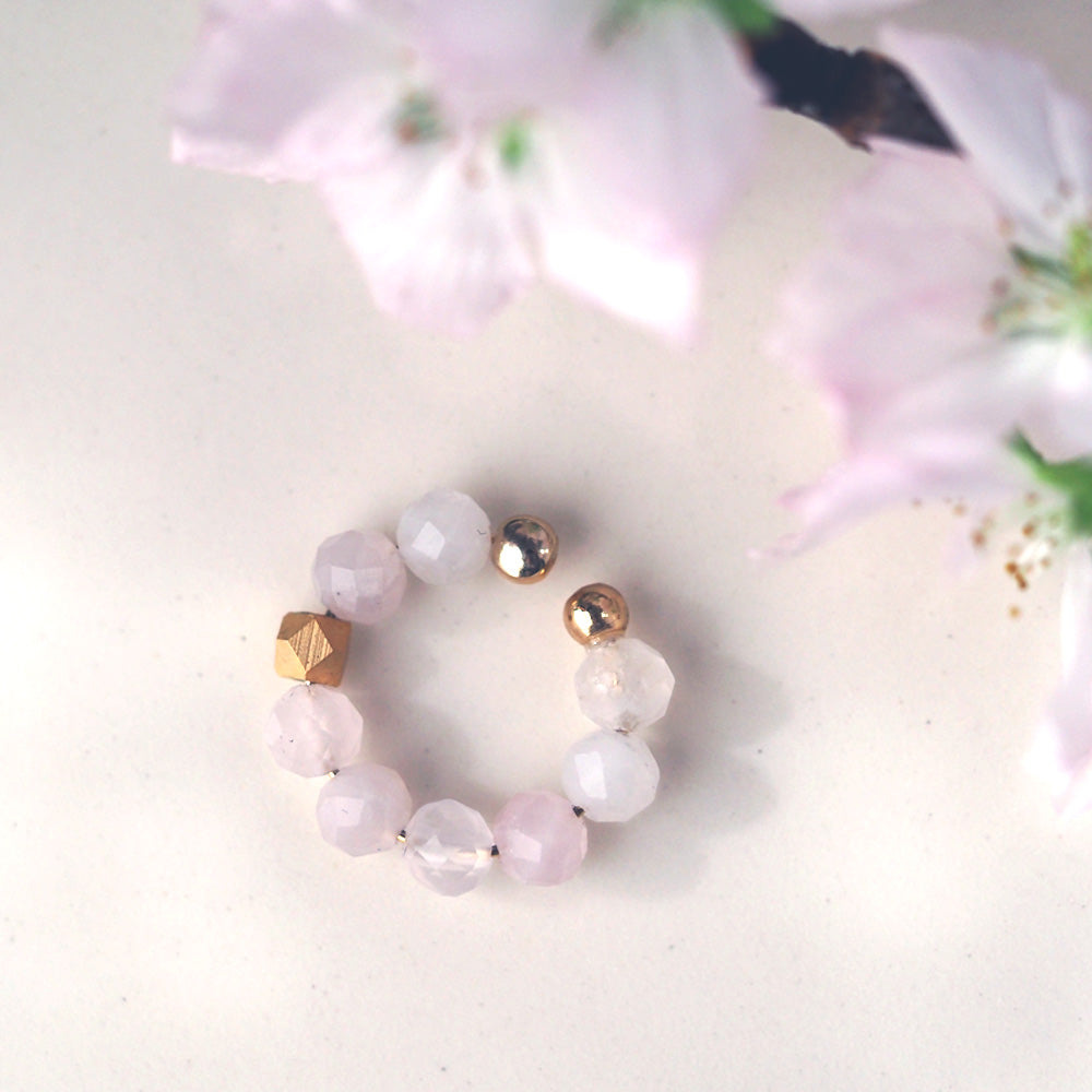 Natural stone rose quartz ear cuff | Round cut 4mm | Quality AA | October birthstone