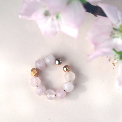 Natural stone rose quartz ear cuff | Round cut 4mm | Quality AA | October birthstone