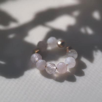 Natural stone rose quartz ear cuff | Round cut 4mm | Quality AA | October birthstone