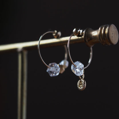 Herkimer Diamond | Earrings | Choice of initials | Asymmetrical | Large AAA ~Personalize