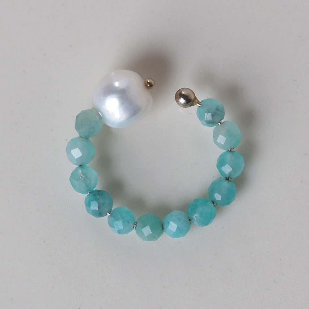 | 2way | Amazonite silica x freshwater pearl ring cuff | Ear cuff/ring