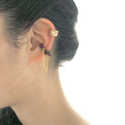 Natural stone Sazare crystal ear cuff | April birthstone