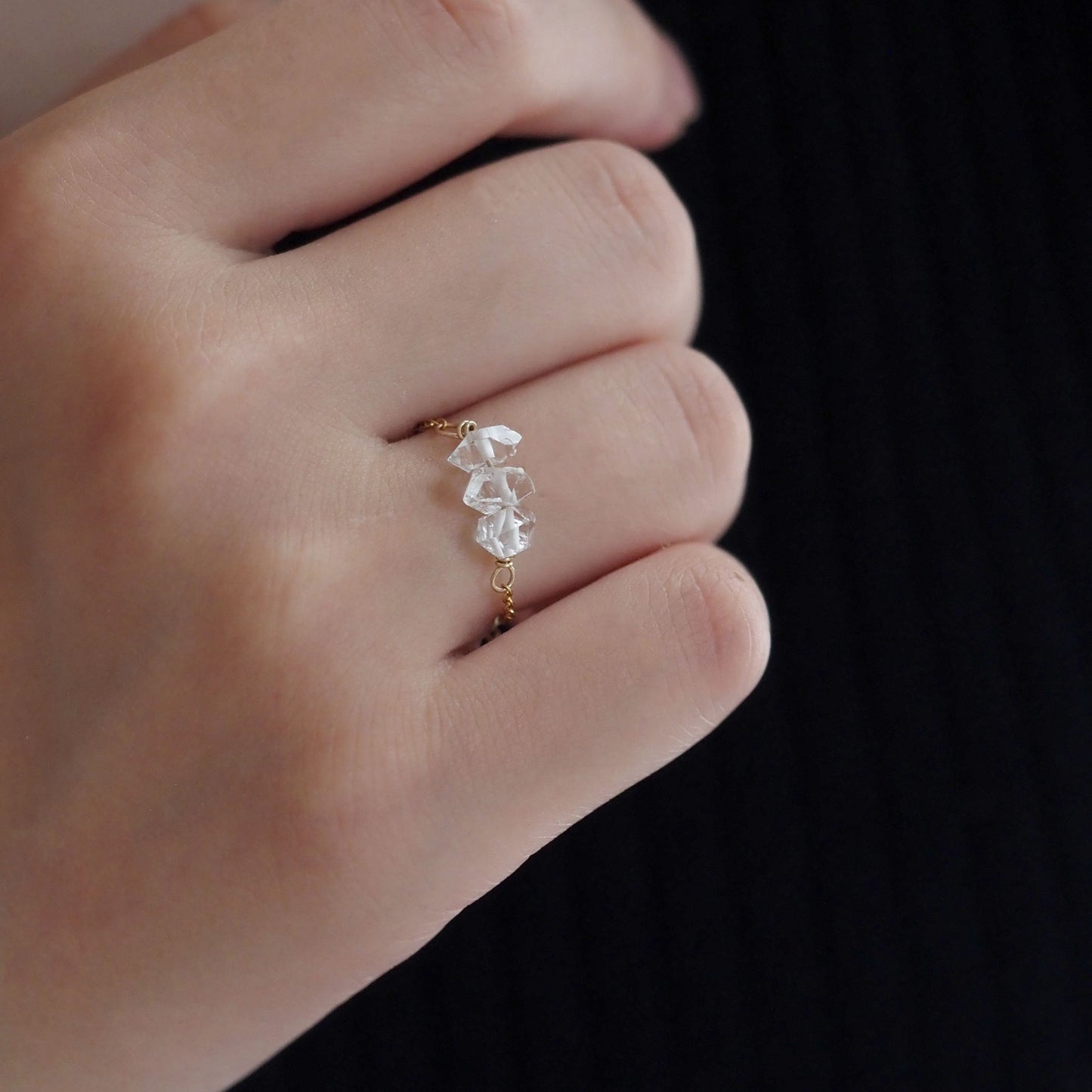 Herkimer Diamond | 14kgf ring | Free size | Selectable initials | Large AAA ~Personalize