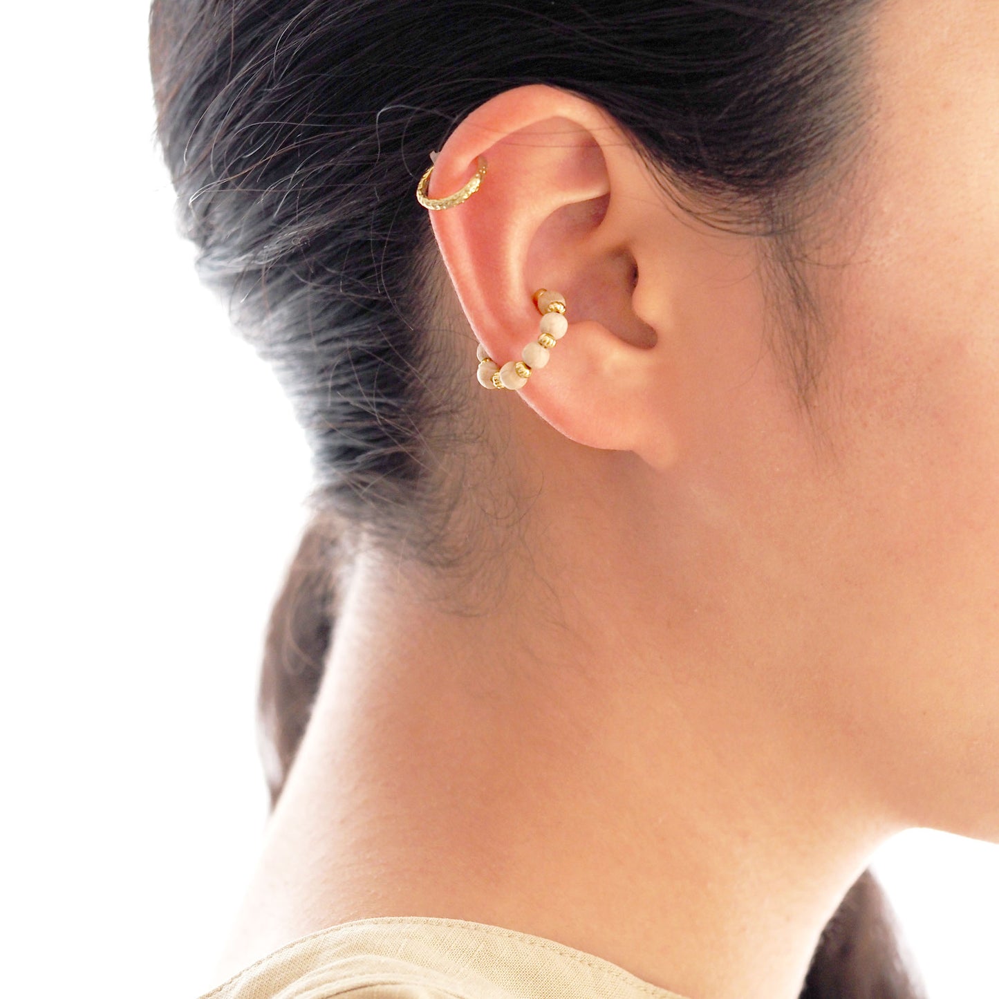 natural wood ear cuff