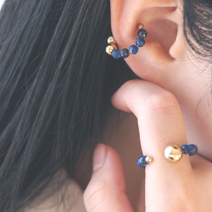 Natural stone Sazare crystal ear cuff | April birthstone