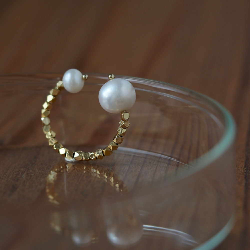 | 2way | Freshwater pearl x gold ear cuff