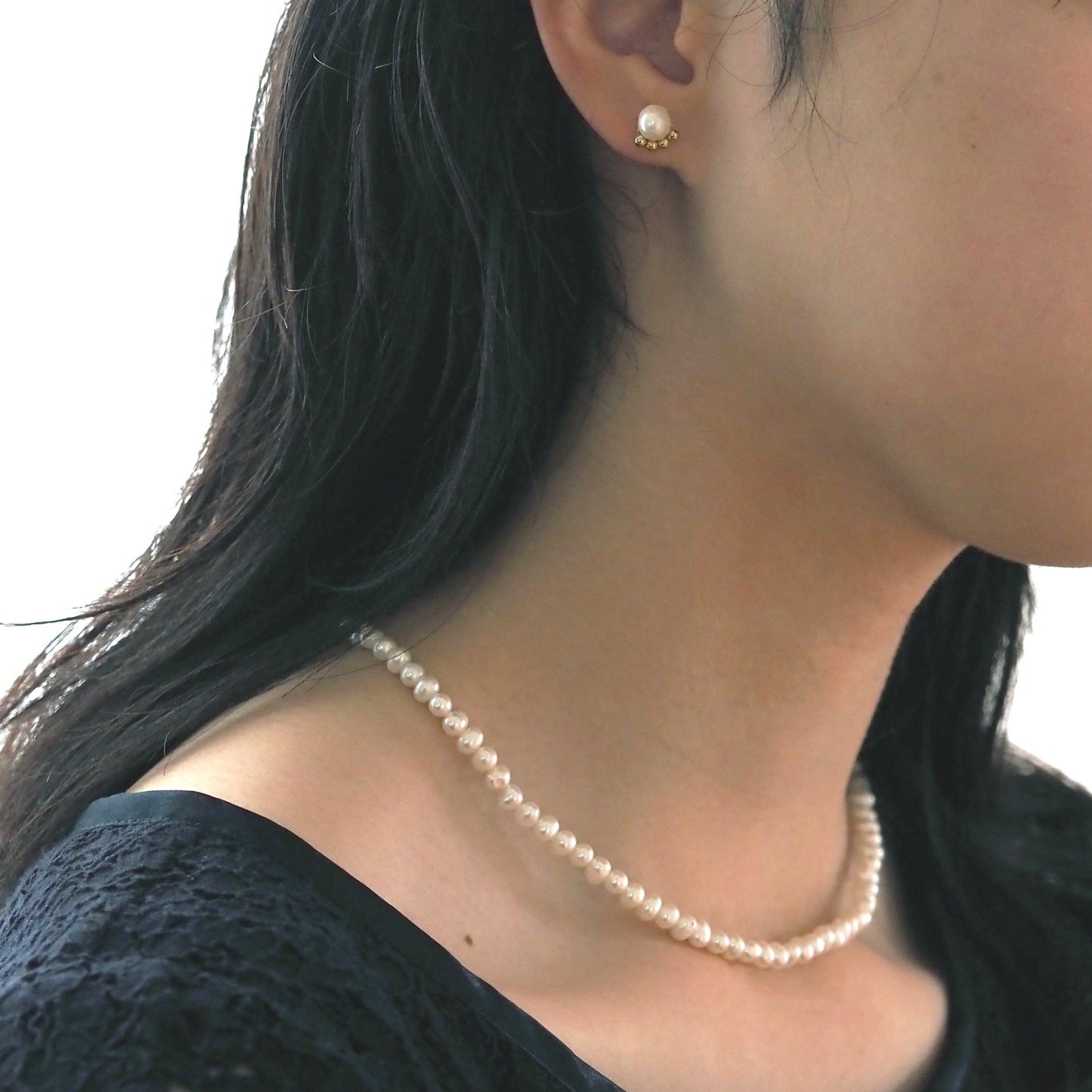 ｜2way｜Freshwater pearl necklace｜With mantel stone｜Quality AA+