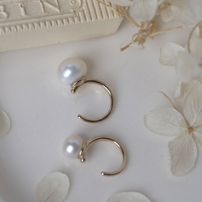 Single freshwater pearl ear cuff | 6mm/8mm | High quality AAA