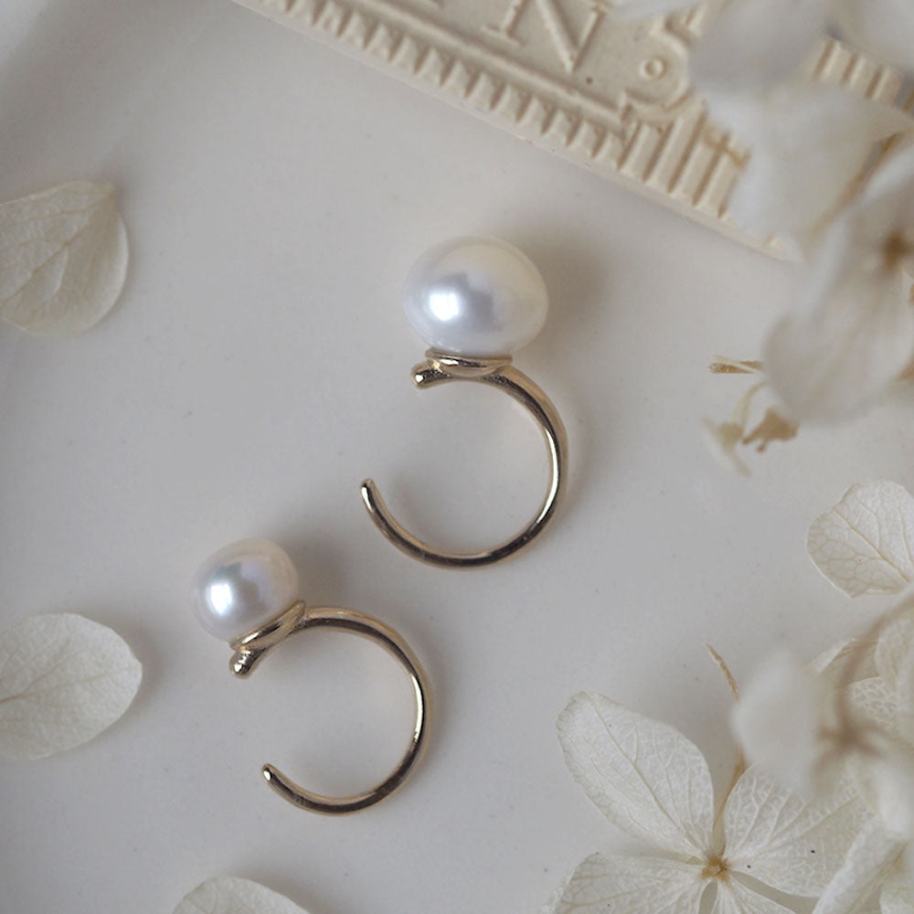 Single freshwater pearl ear cuff | 6mm/8mm | High quality AAA