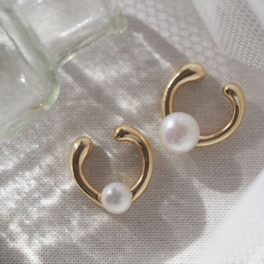 Falling freshwater pearl ear cuff | 6mm/8mm | High quality AAA | Nickel-free plating