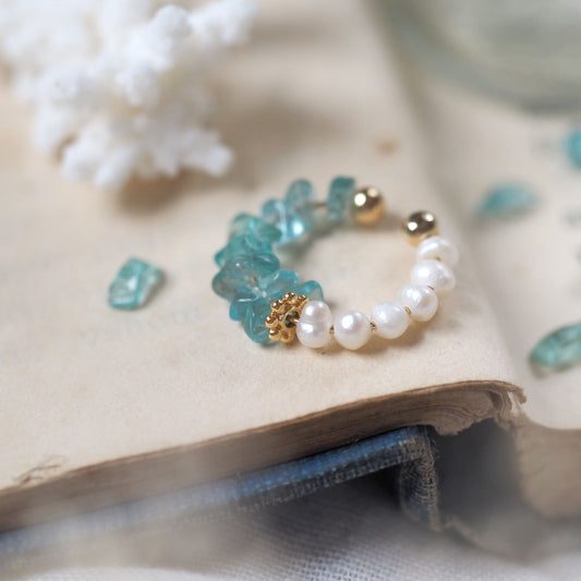 Natural stone Sazare crystal ear cuff | April birthstone