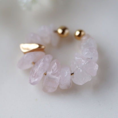 Natural stone Sazare crystal ear cuff | April birthstone