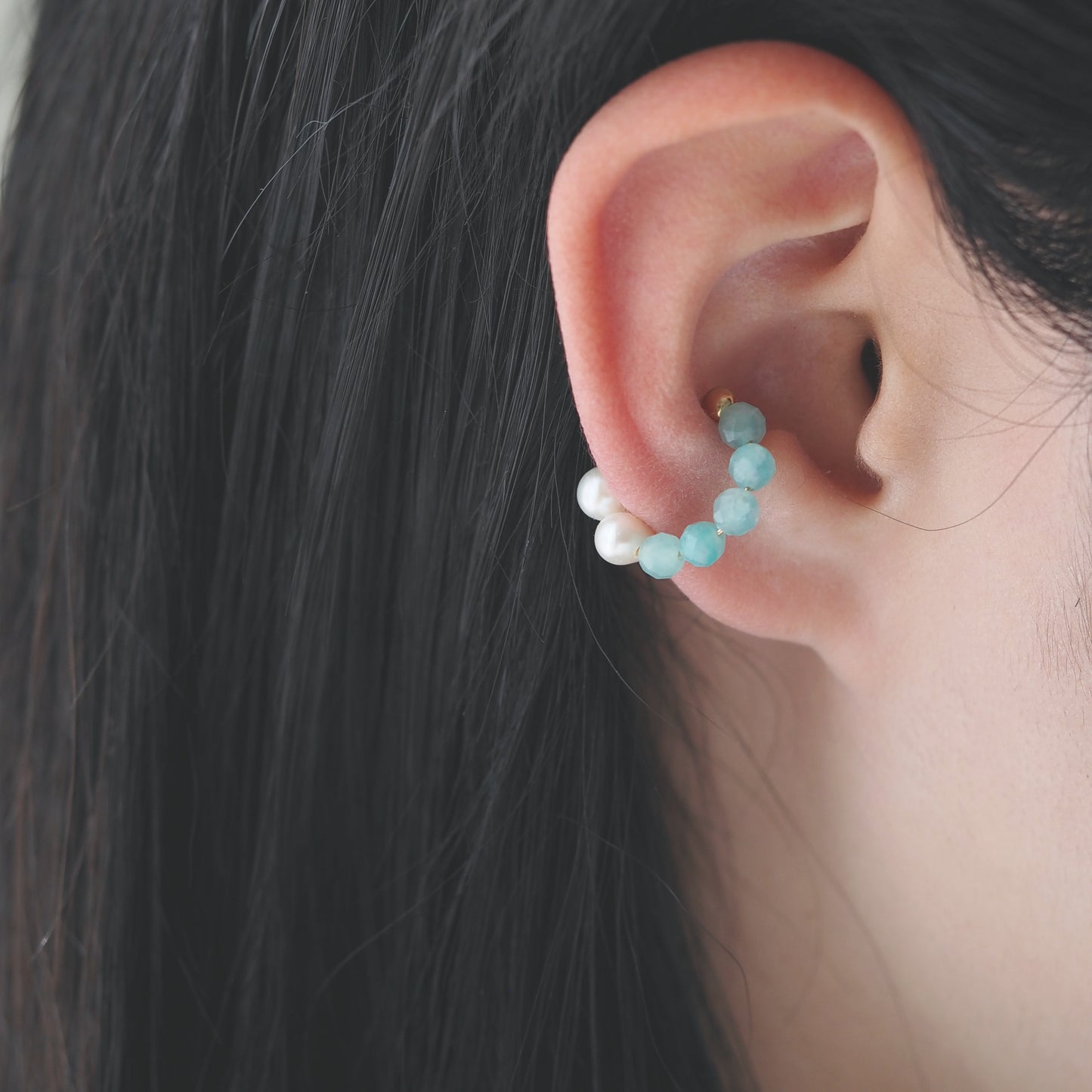 | 2way | Amazonite silica x freshwater pearl ear cuff