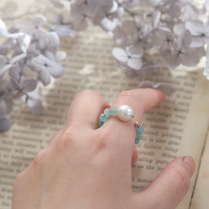 | 2way | Amazonite silica x freshwater pearl ring cuff | Ear cuff/ring