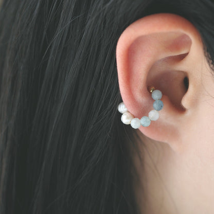 | 2way | Aquamarine x freshwater pearl ear cuff | Copy of March and June birthstones