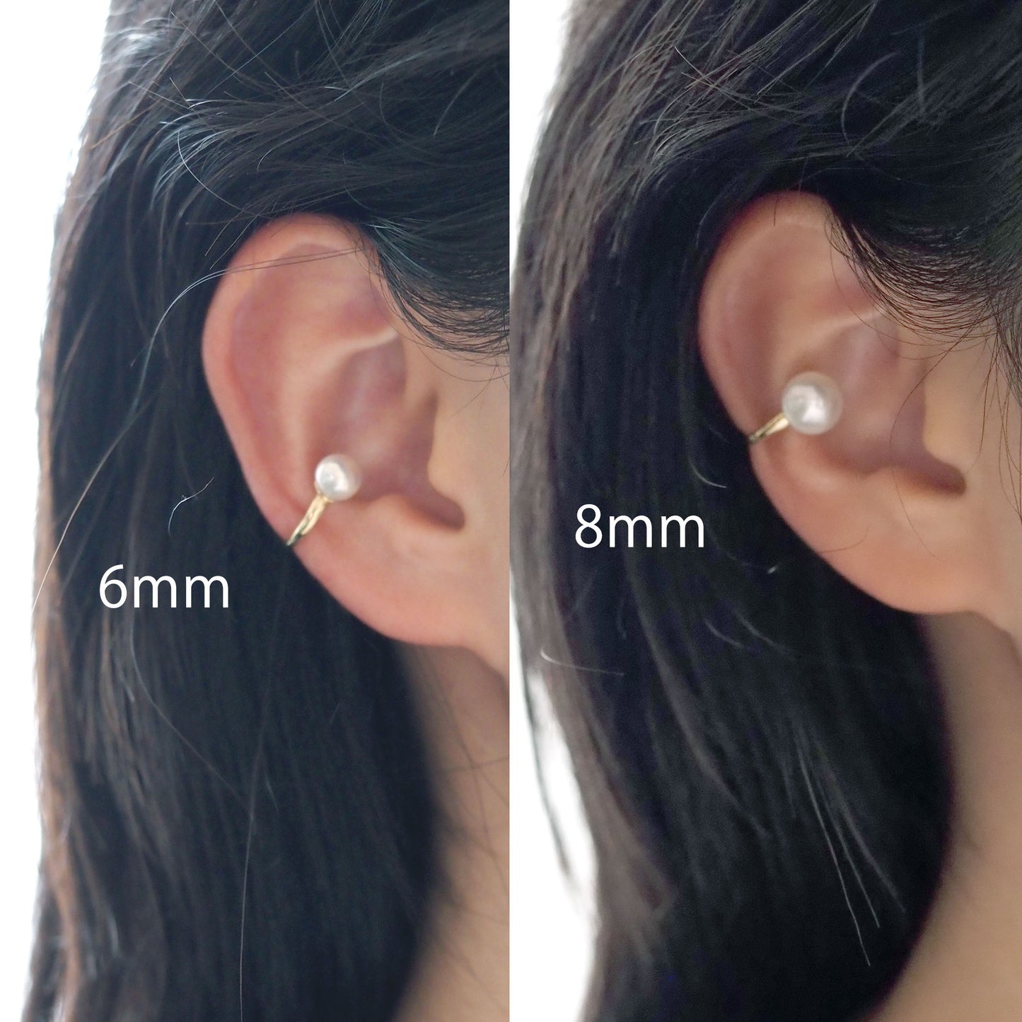 Single freshwater pearl ear cuff | 6mm/8mm | High quality AAA