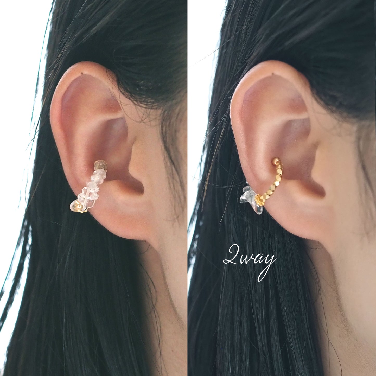 | 2way | Freshwater pearl x gold ear cuff