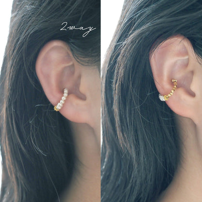 | 2way | Freshwater pearl x gold ear cuff