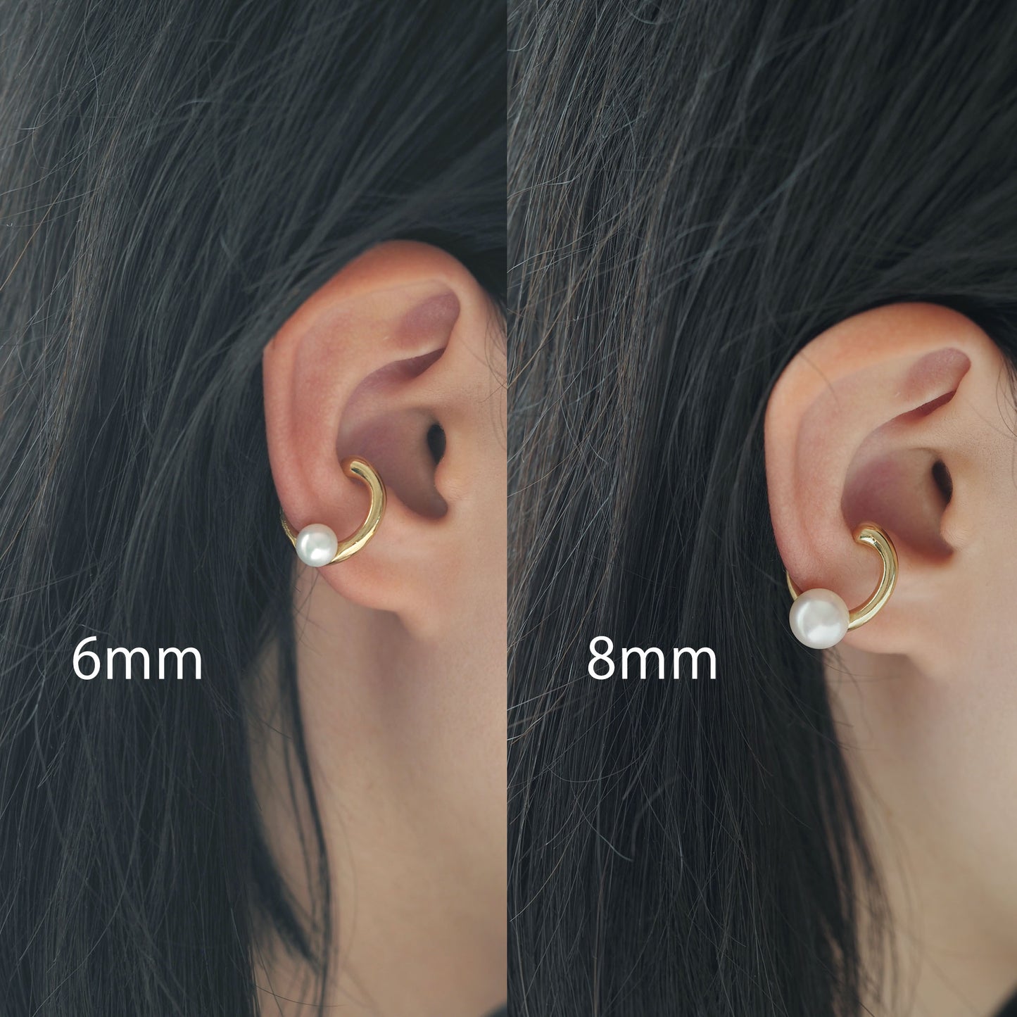 Falling freshwater pearl ear cuff | 6mm/8mm | High quality AAA | Nickel-free plating