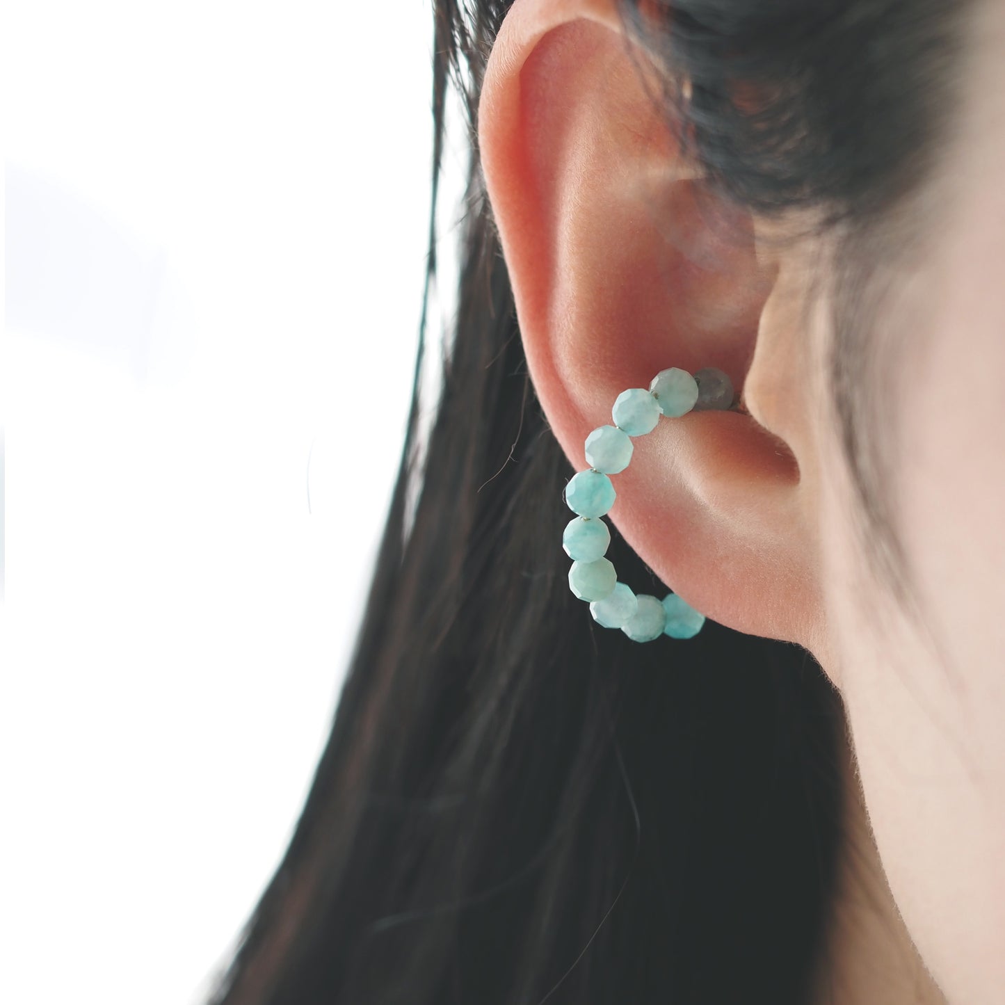 | 2way | Amazonite silica x freshwater pearl ring cuff | Ear cuff/ring