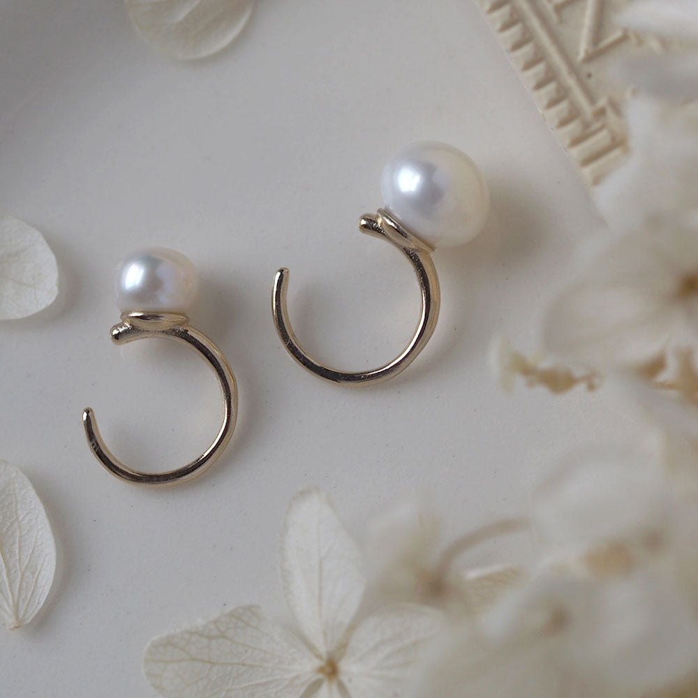 Single freshwater pearl ear cuff | 6mm/8mm | High quality AAA