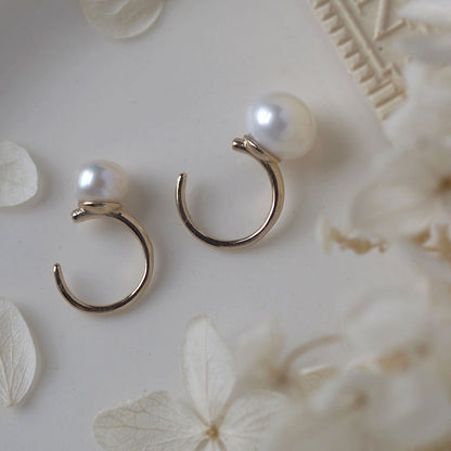 Single freshwater pearl ear cuff | 6mm/8mm | High quality AAA