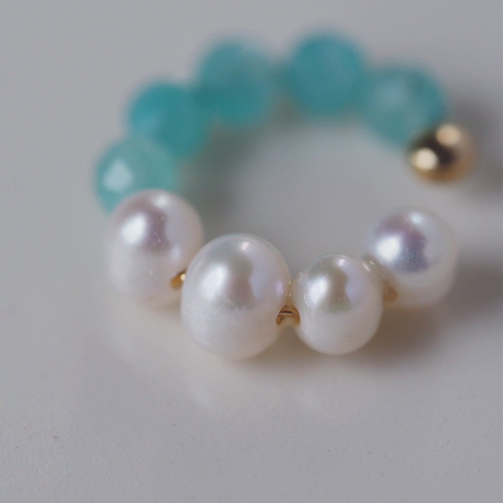 | 2way | Amazonite silica x freshwater pearl ear cuff