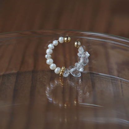 | 2way | Freshwater pearl x gold ear cuff