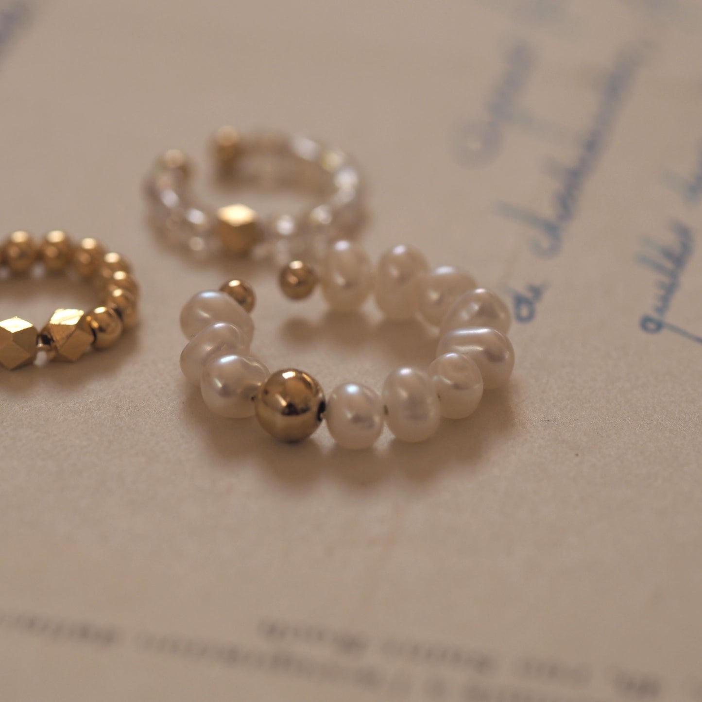 ｜3way｜Freshwater pearl ring cuff｜June birthstone