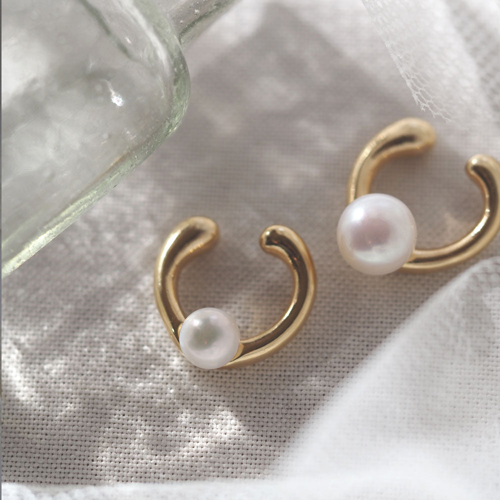 Falling freshwater pearl ear cuff | 6mm/8mm | High quality AAA | Nickel-free plating