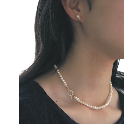 ｜2way｜Freshwater pearl necklace｜With mantel stone｜Quality AA+