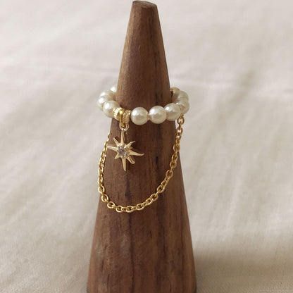 Freshwater pearl and cut bead ear cuff | June birthstone