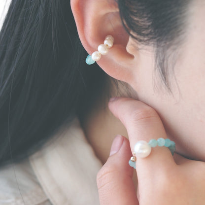 | 2way | Amazonite silica x freshwater pearl ear cuff