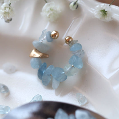 Natural stone Sazare crystal ear cuff | April birthstone