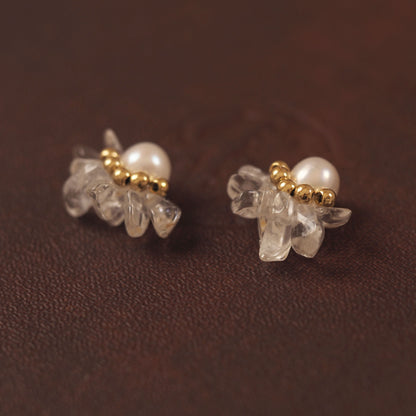 Flare｜Freshwater pearl x natural stone Sazare crystal &lt;&lt;Earrings/Earrings&gt;&gt;