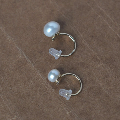 Single freshwater pearl ear cuff | 6mm/8mm | High quality AAA