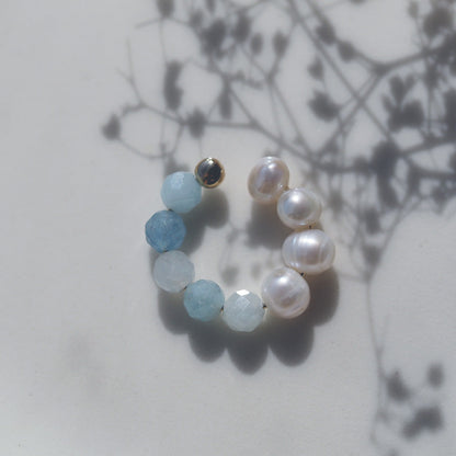 | 2way | Aquamarine x freshwater pearl ear cuff | Copy of March and June birthstones