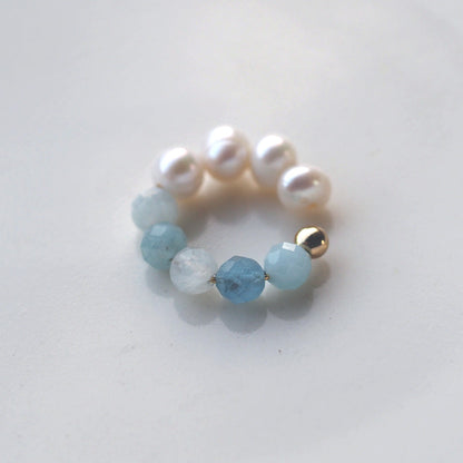 | 2way | Aquamarine x freshwater pearl ear cuff | Copy of March and June birthstones