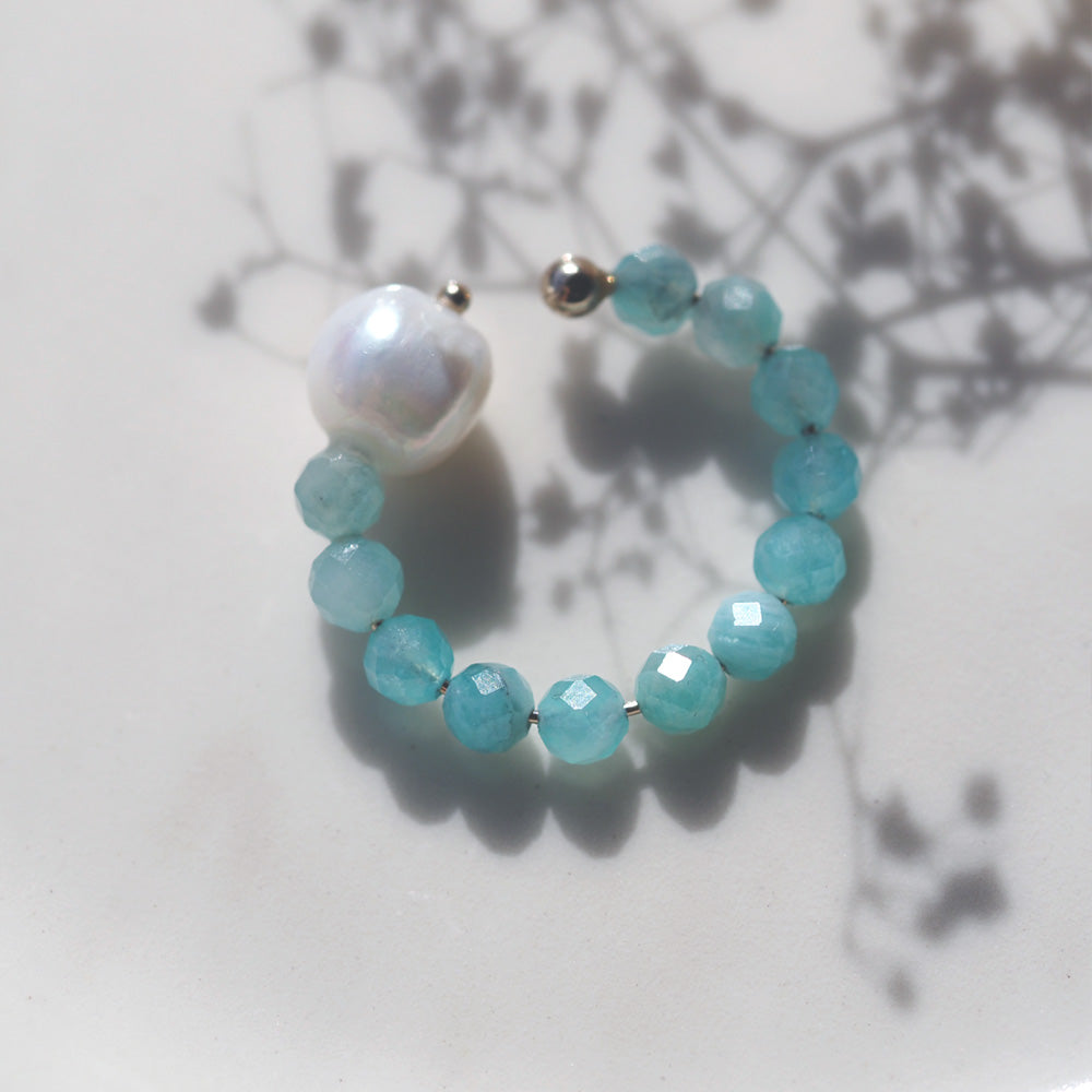 | 2way | Amazonite silica x freshwater pearl ring cuff | Ear cuff/ring