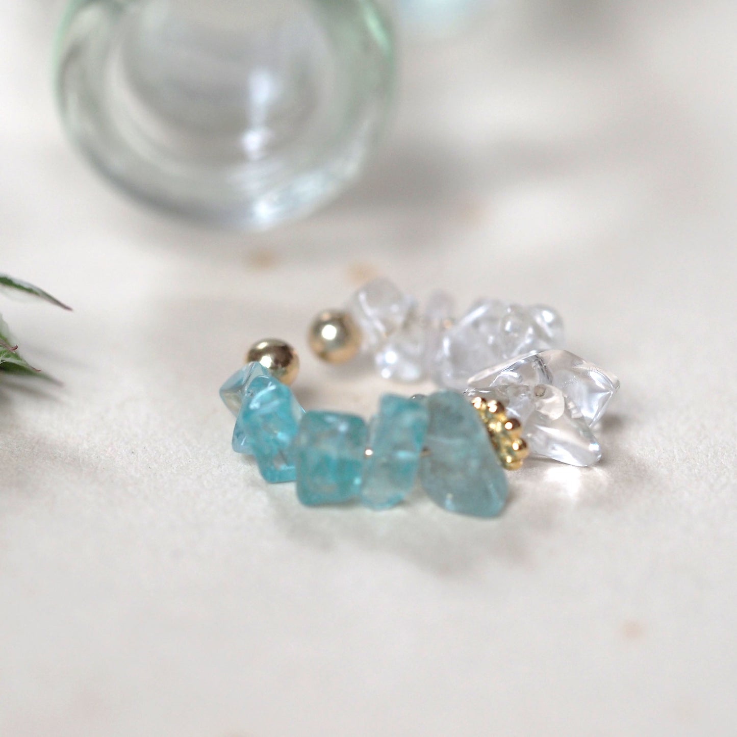 Natural stone Sazare crystal ear cuff | April birthstone