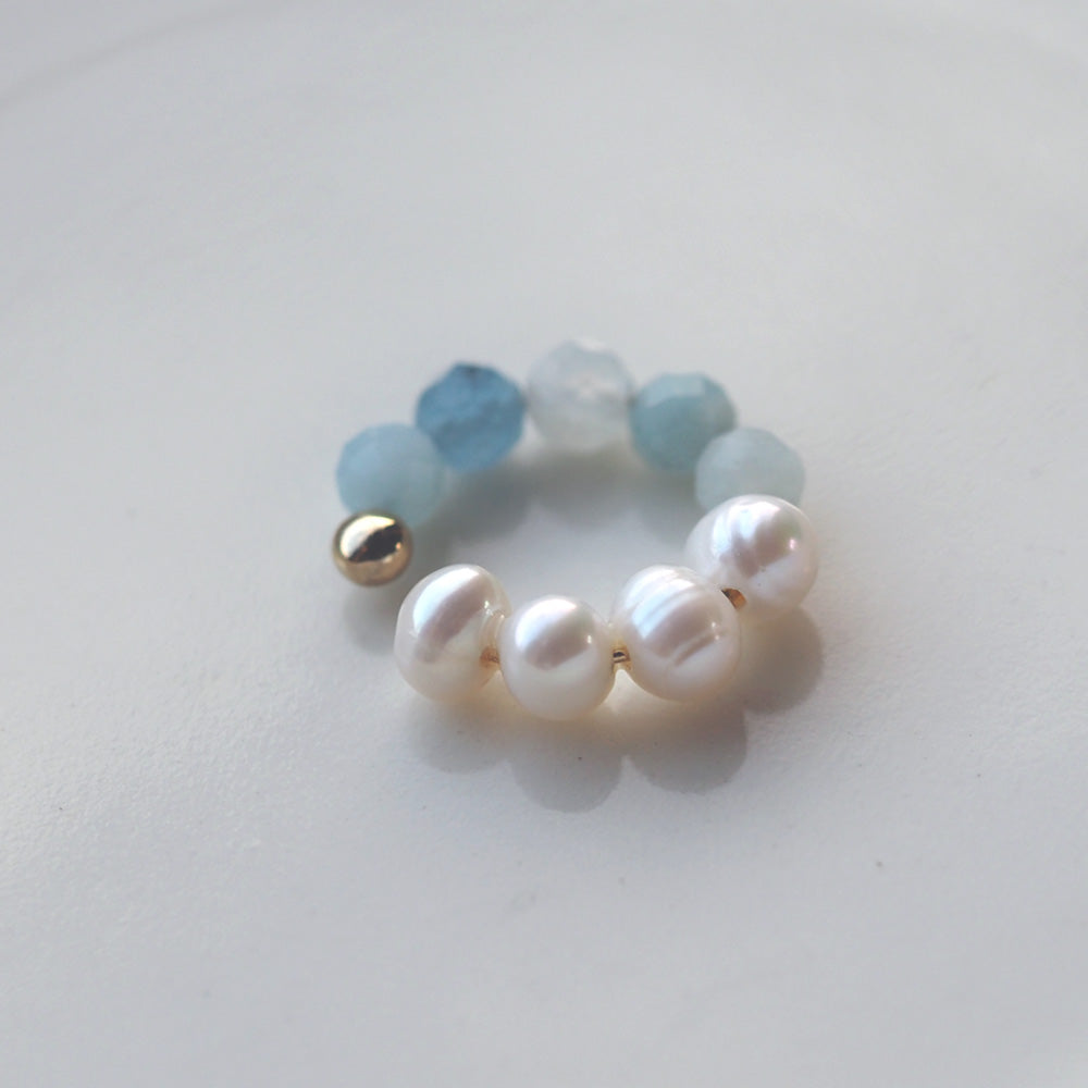 | 2way | Aquamarine x freshwater pearl ear cuff | Copy of March and June birthstones