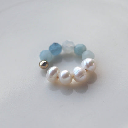 | 2way | Aquamarine x freshwater pearl ear cuff | Copy of March and June birthstones